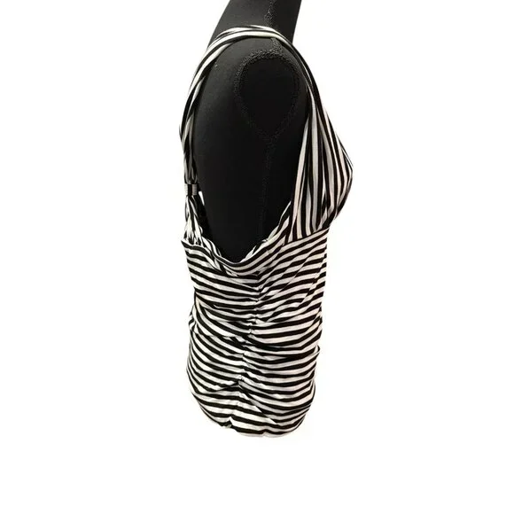 EUC White House Black Market Black and White Striped Top Women’s L - Picture 3 of 8